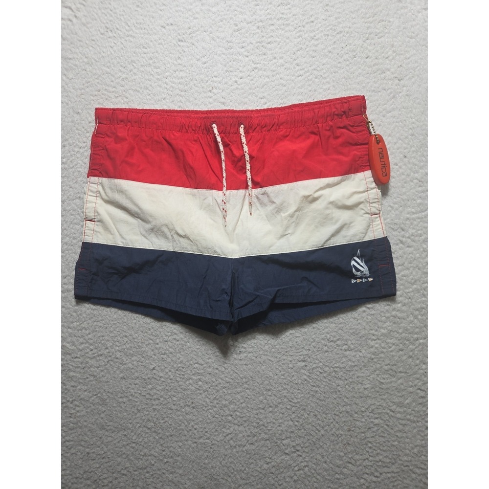 VTG Nautica Swim Trunks Shorts Mens Medium Striped Preppy Retro Beach Pool